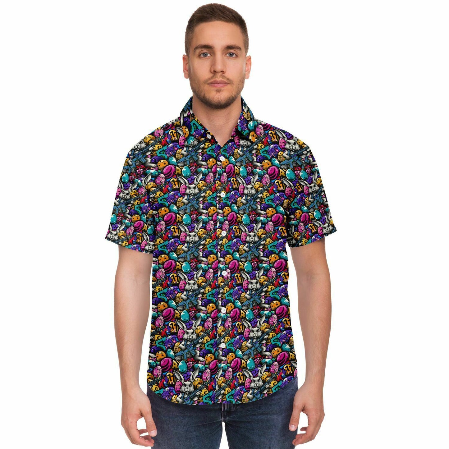 Tactical Easter Hop: Street Art Edition Men's Button-Down Shirt