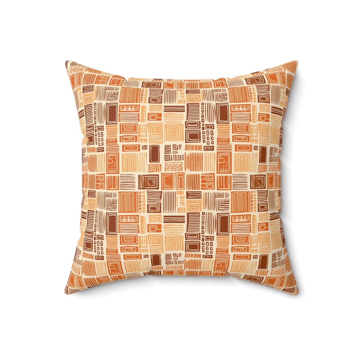 African Print MudCloth Earth Tone Inspired Polyester Square Pillow