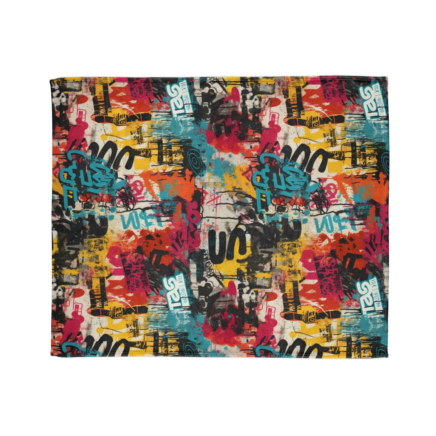 Urban Graffiti Distressed Print Throw Cover,  Street Art Style Home Decor