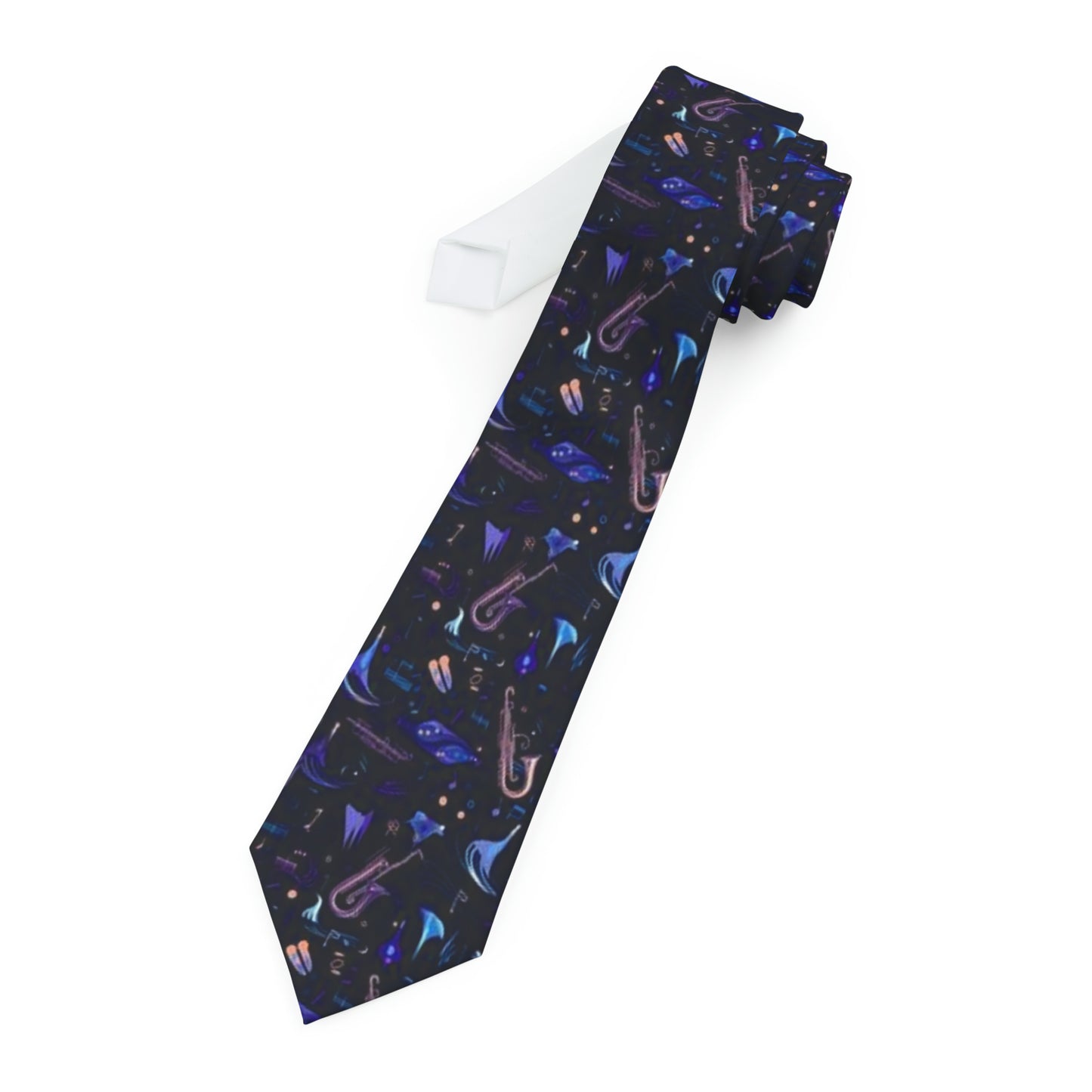 Mardi Gras Music Celebration Mens Neck Tie, Carnival Jazz Themed Mens Fashion