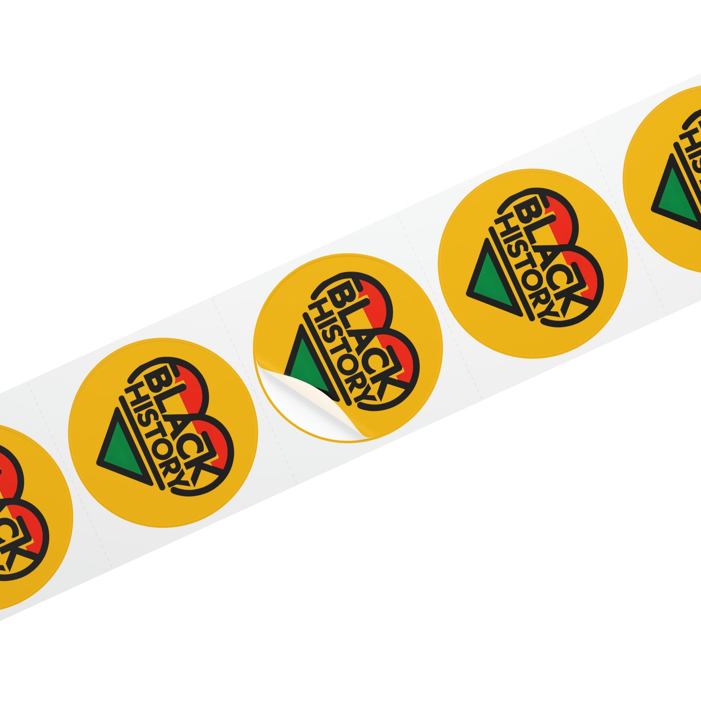 Black History Month Round Sticker Label Rolls, Bulk Black History Themed Stickers