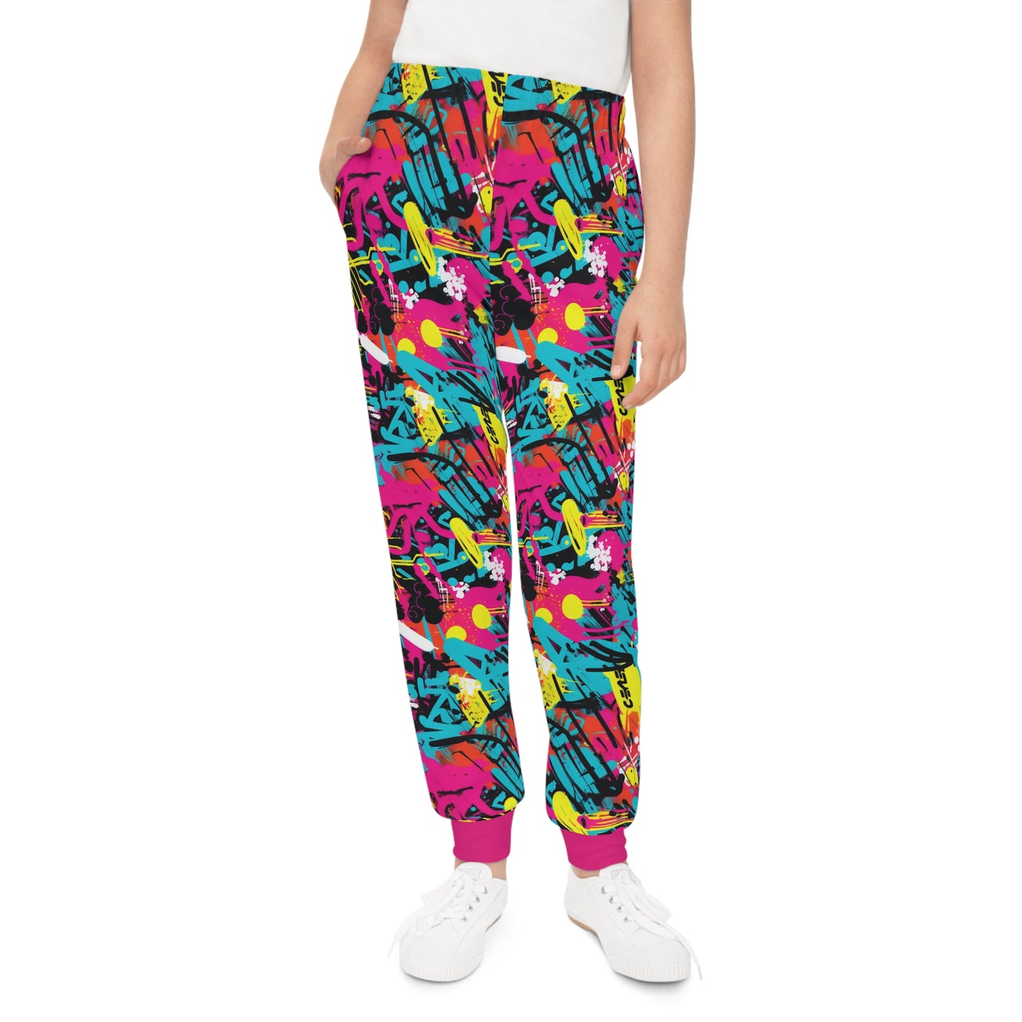 Spray Paint Graffiti Style Children's Joggers, Expressive Urban Fashion For Kids