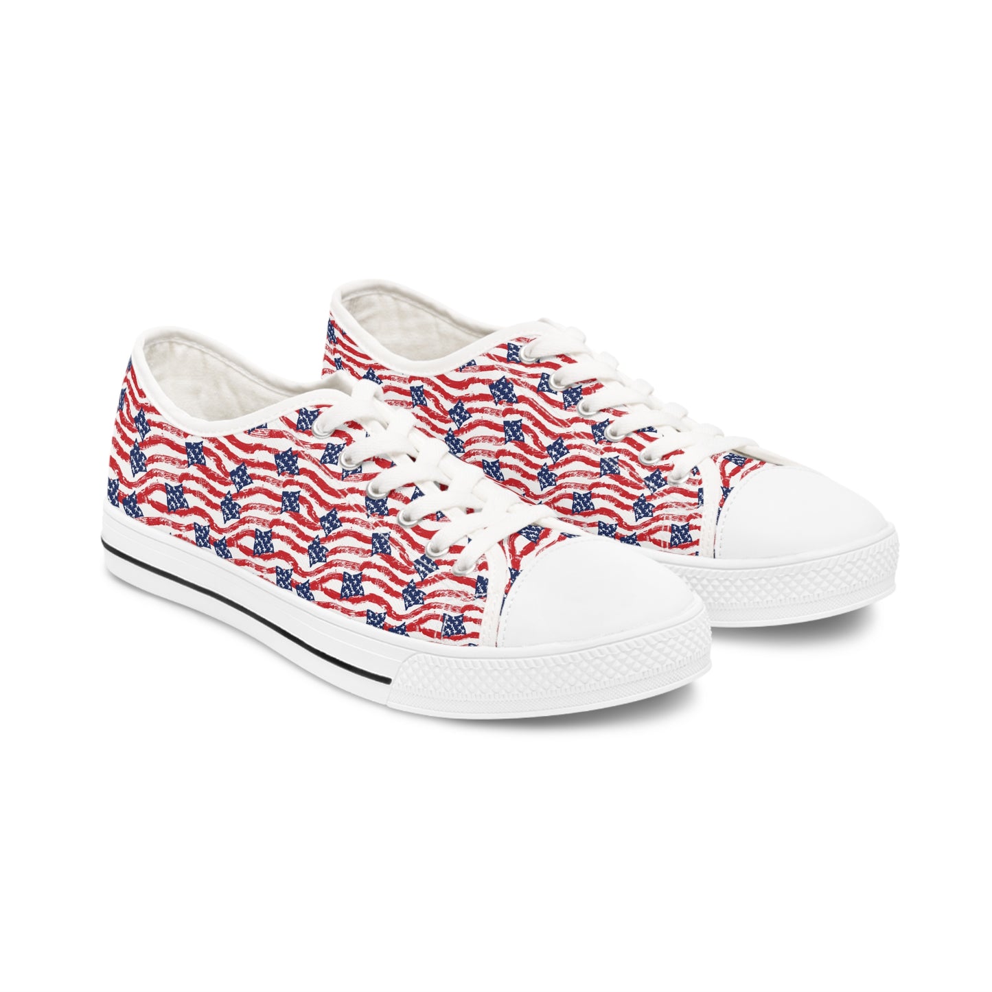 American Flag Print Women's Low Top Sneakers, Independence Day Sneakers