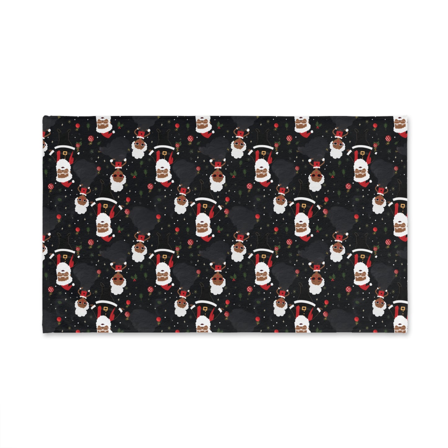 Black Santa & Black Mrs. Claus Christmas Decorative Hand Towel - Holiday Afrocentric Towel