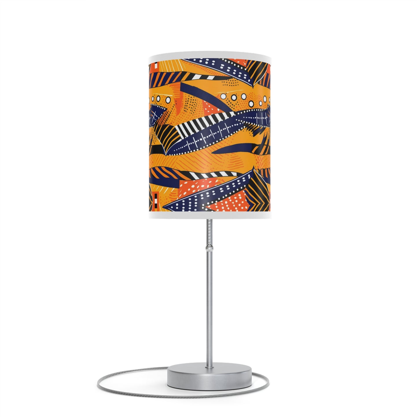 African Kente Print Table Lamp, Multicolor Mudcloth Design Lighting