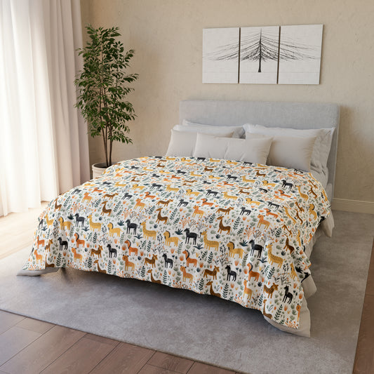 Safari Animal Themed Throw Cover, Children's Jungle Print Bedding