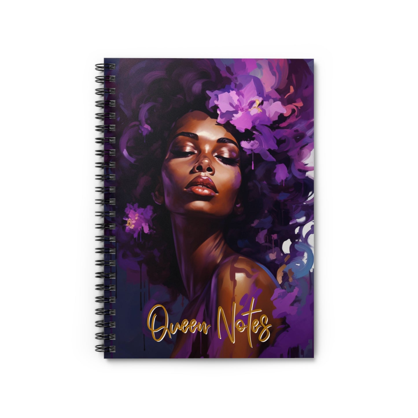 African Woman Art Queen Inspired Notebook , Art Nouveau Purple Notebook