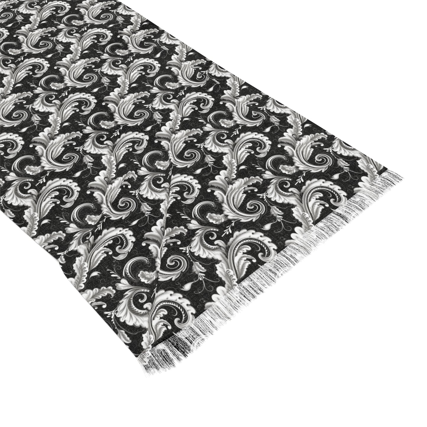 Black & White Paisley Print Light Weight Scarf, Black Bandana Print Neck Ware, Black and White Light Weight Scarf