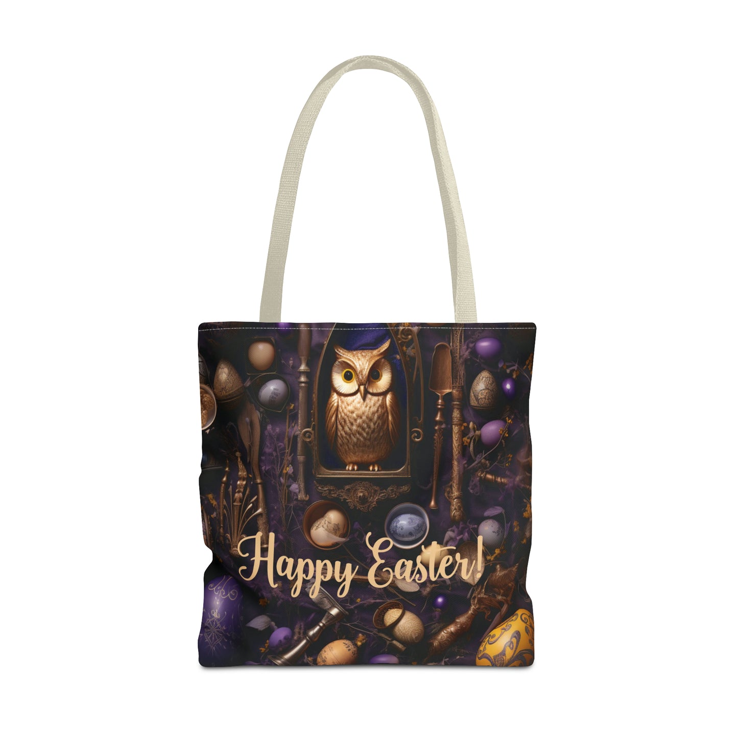 Enchanted Owl Easter Tote Bag - Durable Spun Polyester with Vintage Charm