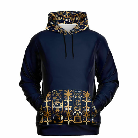 Golden Shamanic Serenity Color Block African MudCloth Unisex Athletic Hoodie