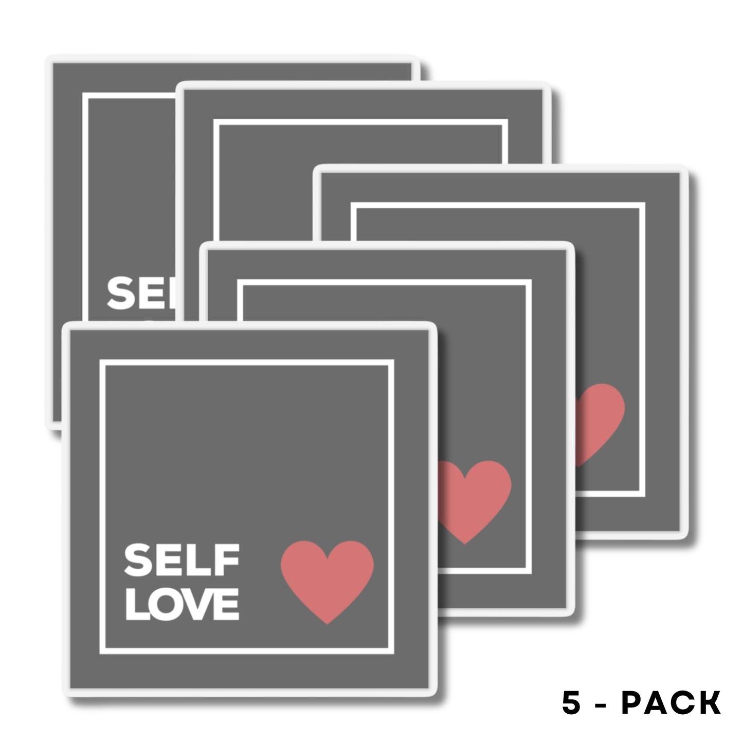 Self Love Vinyl Stickers 5-Pack - Durable & Glossy Stickers with Strong Adhesive