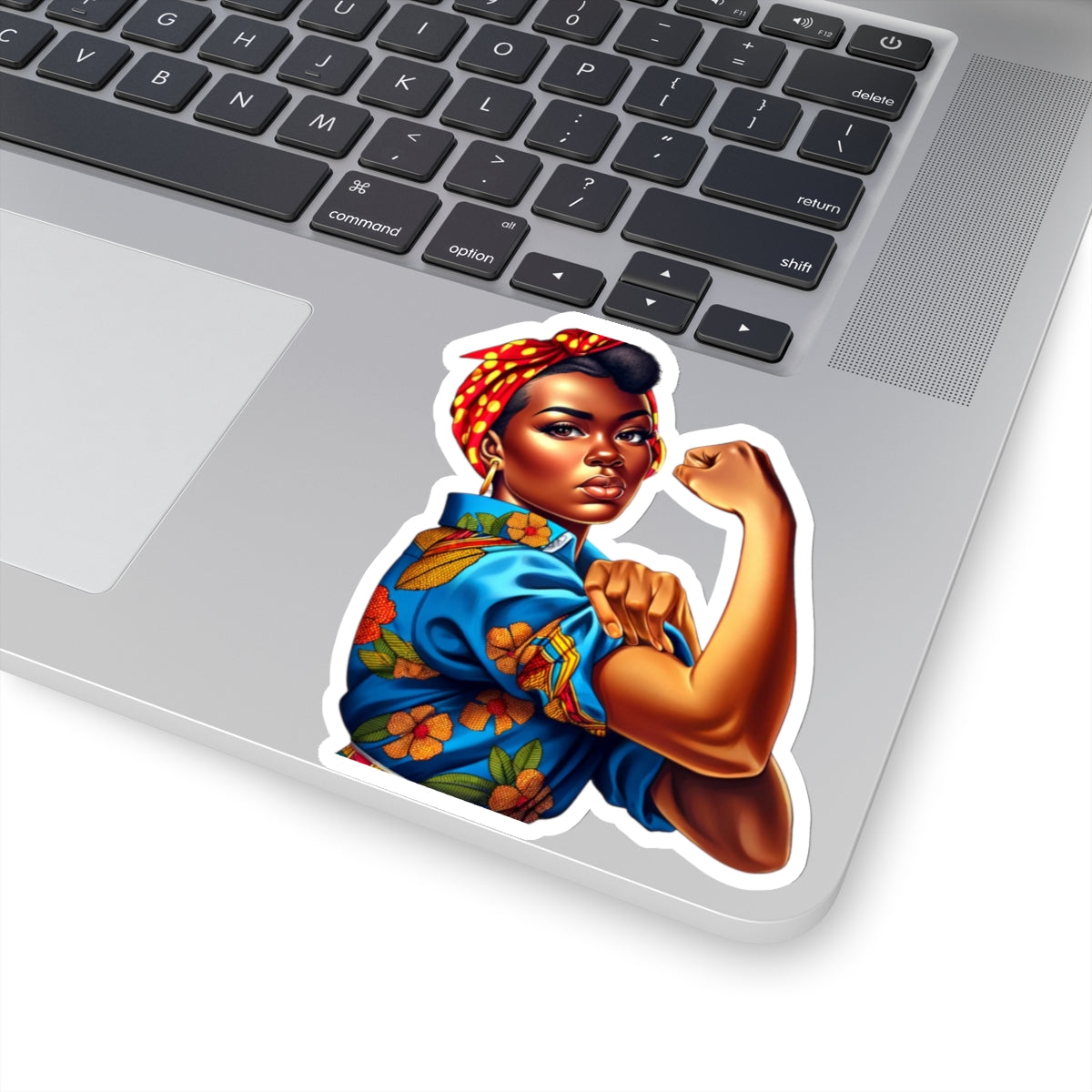 Black Rosie the Riveter Empowering Vinyl Sticker, Female Empowerment Sticker