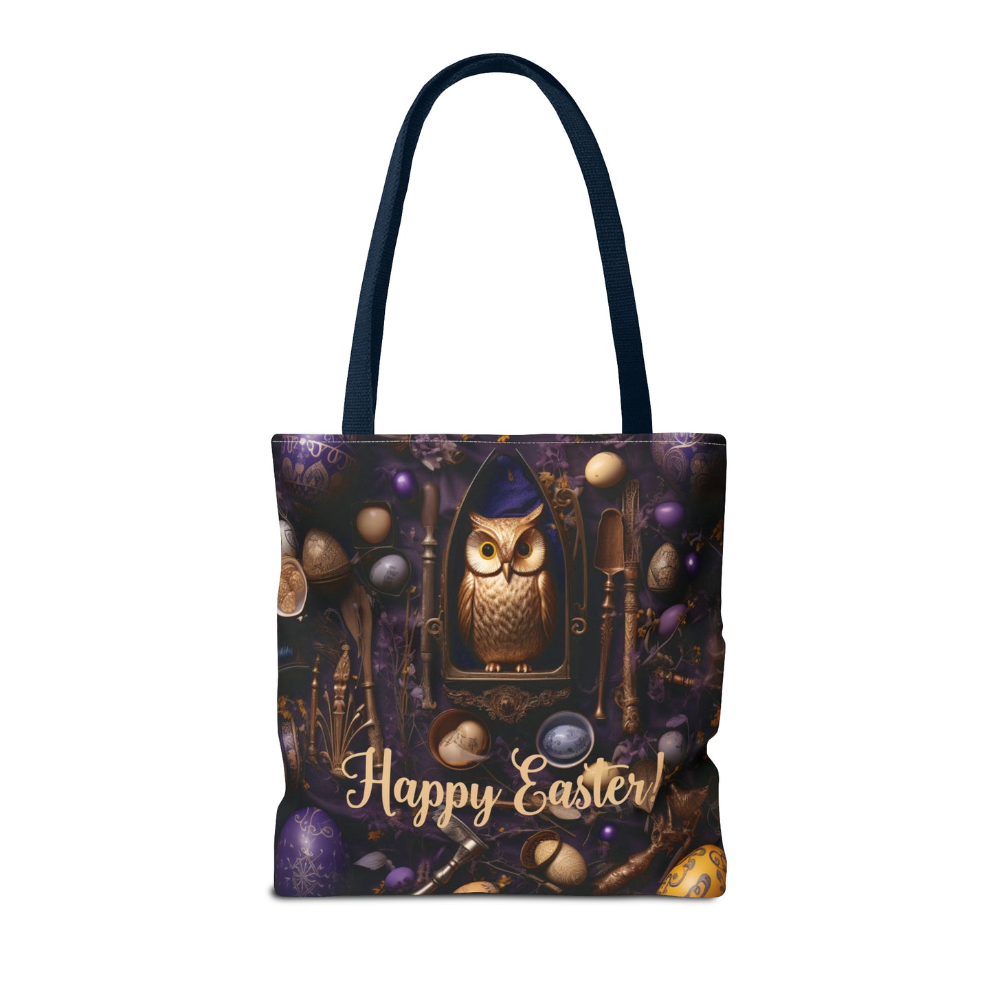 Enchanted Owl Easter Tote Bag - Durable Spun Polyester with Vintage Charm