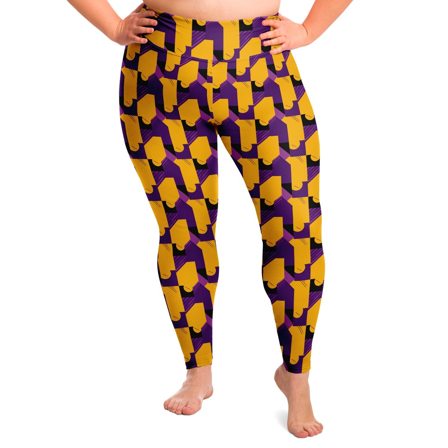 Laker Fan Purple & Gold Plus Size 2XL - 6XL Leggings, Los Angeles Basketball Fan Women's Leggings