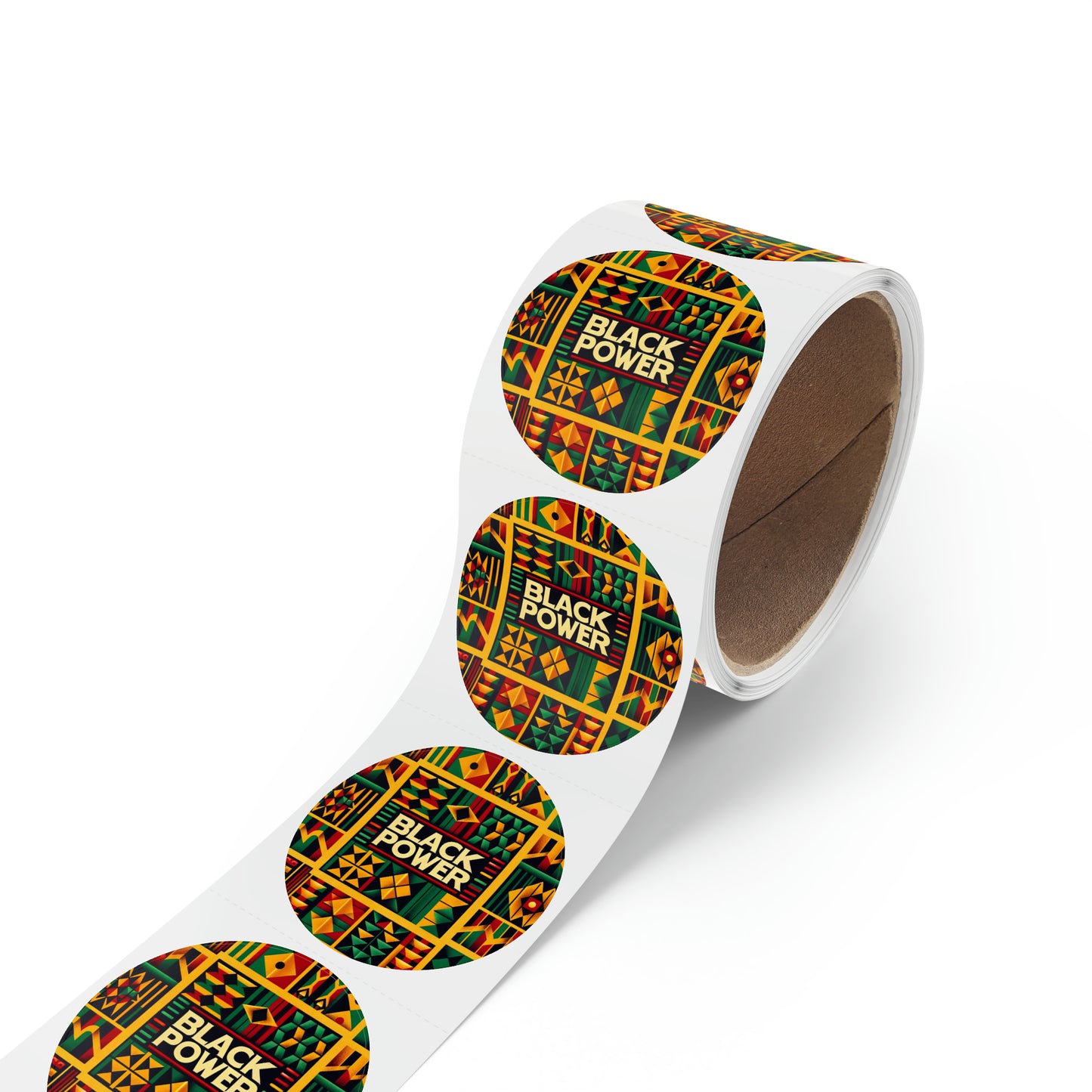 Black History Month Bulk Round Sticker Label Roll,African Kente Cloth Print Stickers