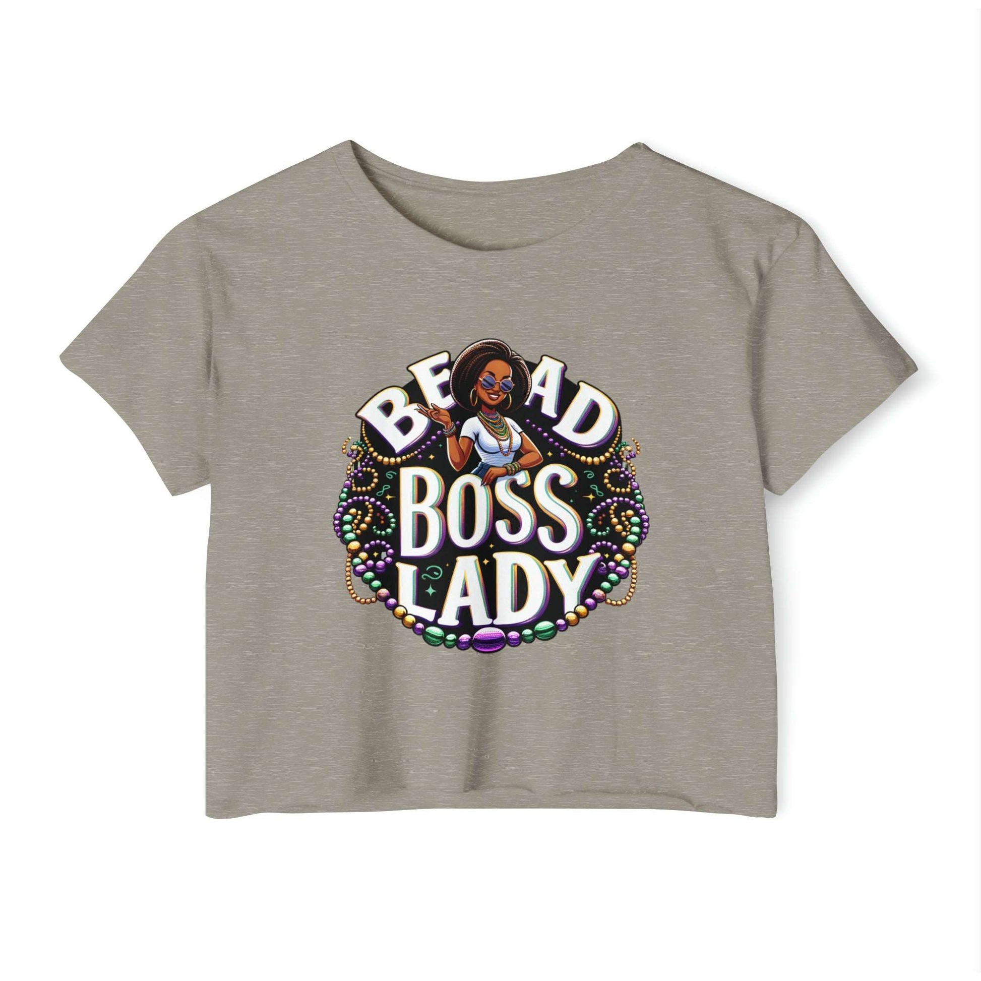 Bead Boss Lady Mardi Gras Women's Crop Top, New Orleans Party Wear, Festive Carnival Clothing