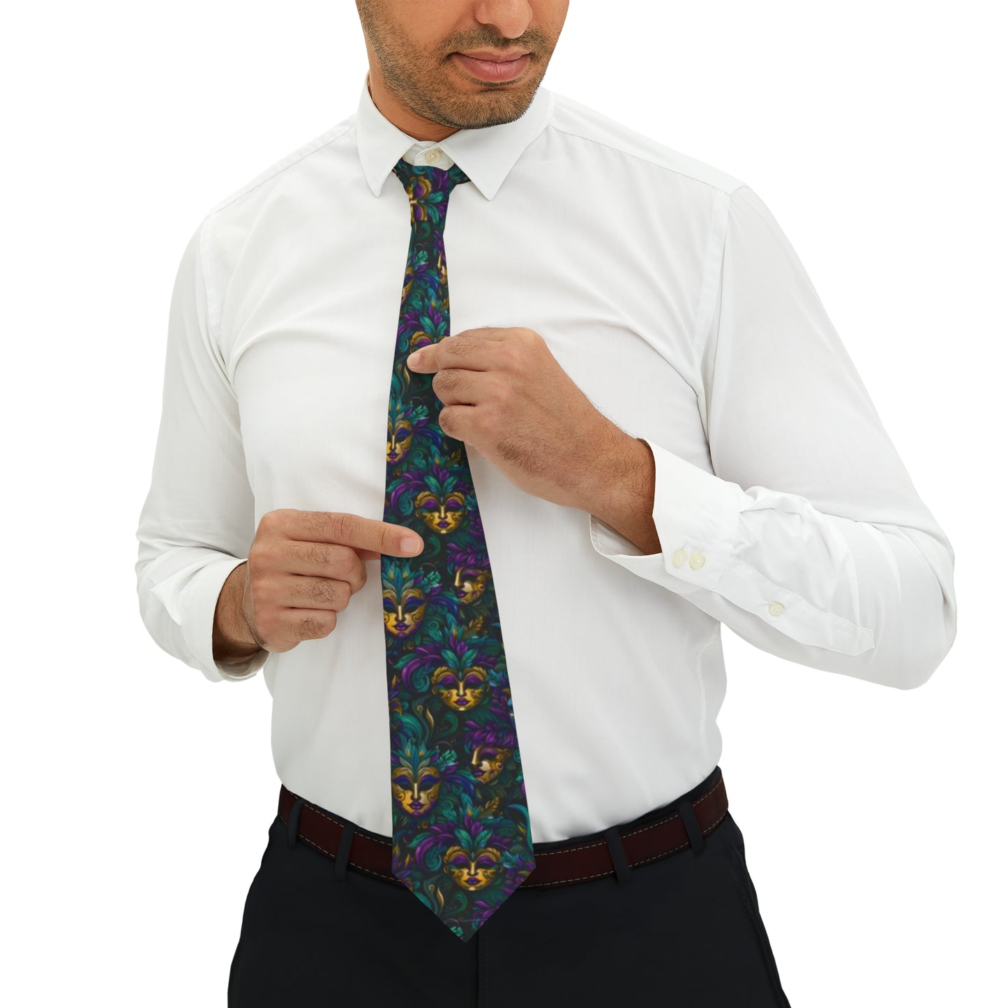 Mardi Gras-inspired Men's Tie, Carnival-themed Men's Neckwear