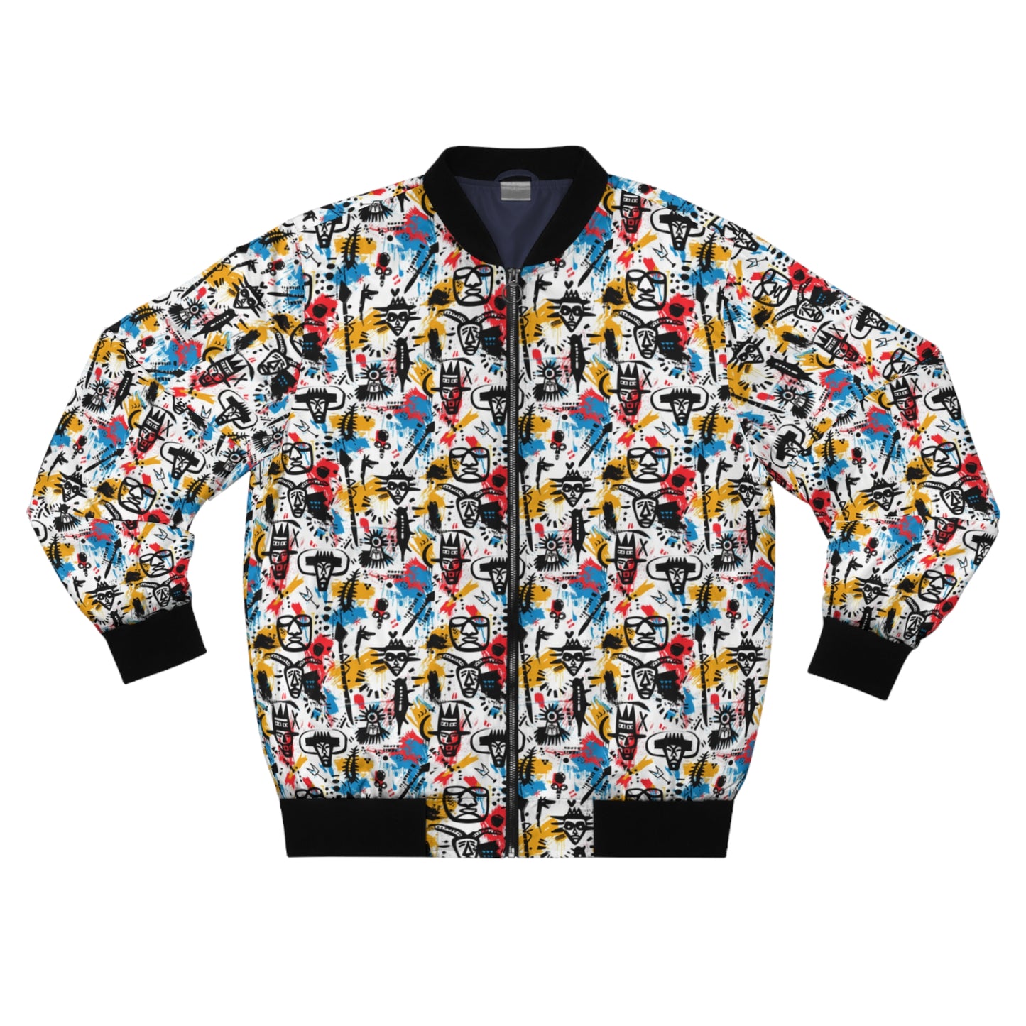 Men's Urban Tribal Graffiti Bomber Jacket - Street Art Inspired, Fashionable Outerwear