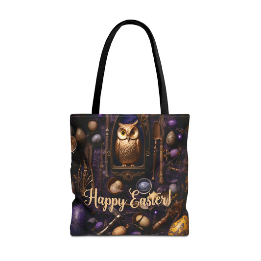 Enchanted Owl Easter Tote Bag - Durable Spun Polyester with Vintage Charm