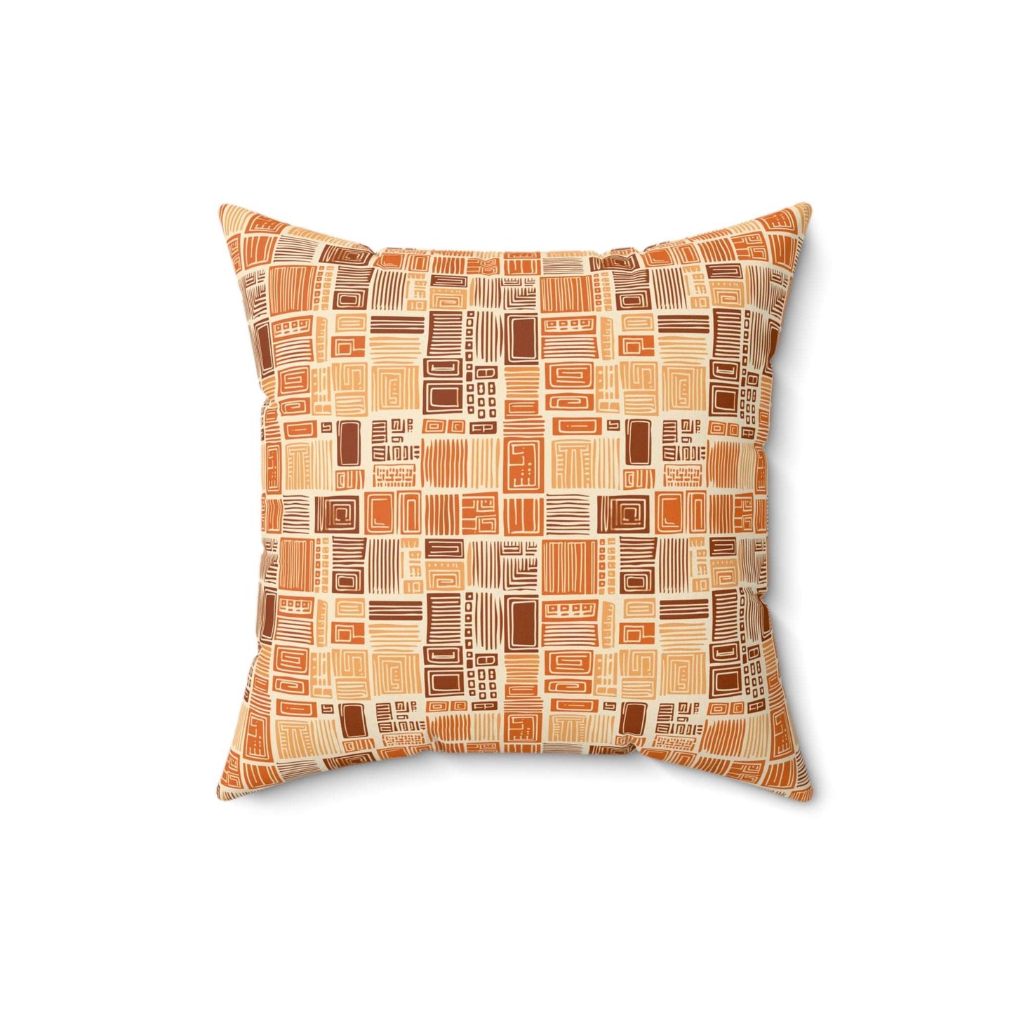 African Print MudCloth Earth Tone Inspired Polyester Square Pillow