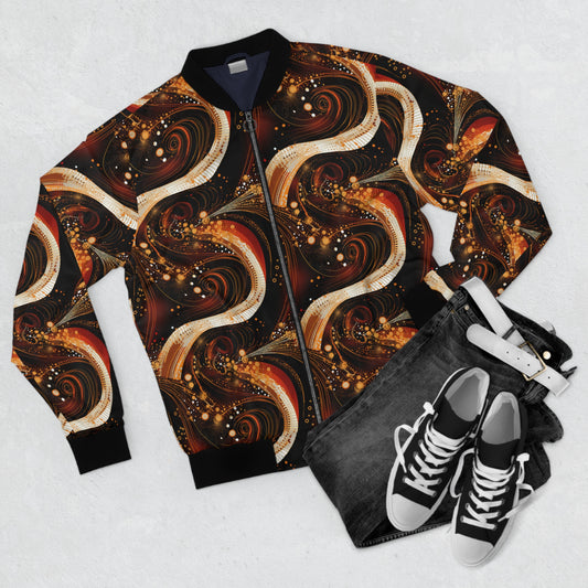 Black & Gold African Print Men's Bomber Jacket