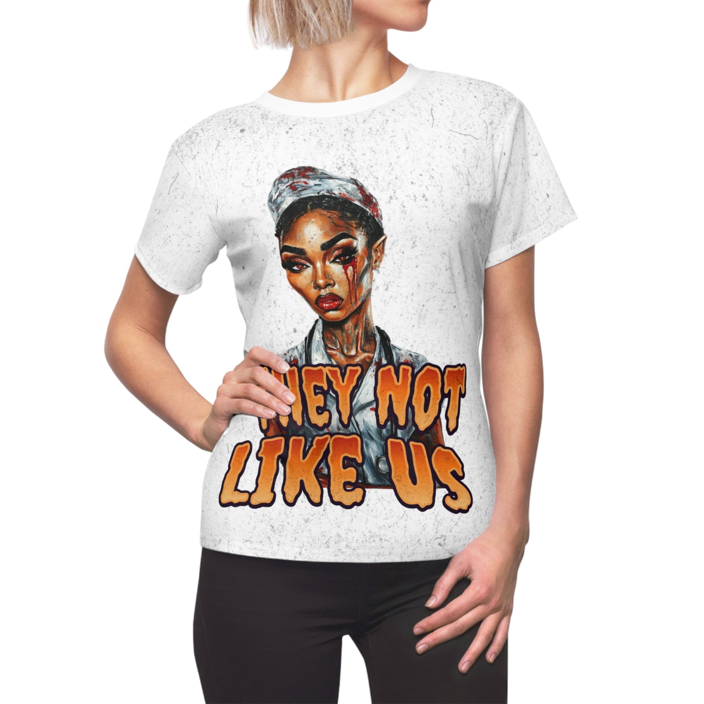 Halloween Black Nurse T-Shirt, "They Not Like Us" Graphic Tee, Afrocentric Spooky Horror Apparel