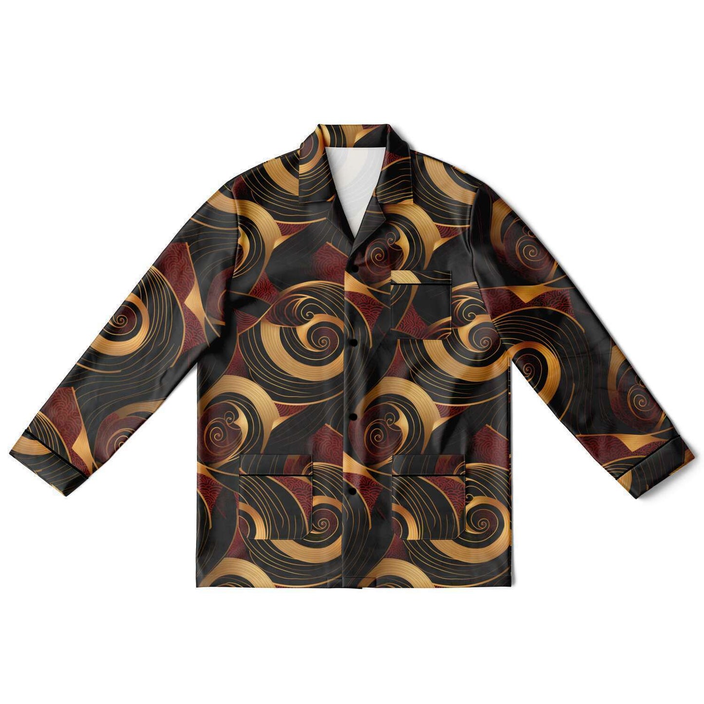 Crimson & Gold Mens African Ankara Print Satin Pajama Set