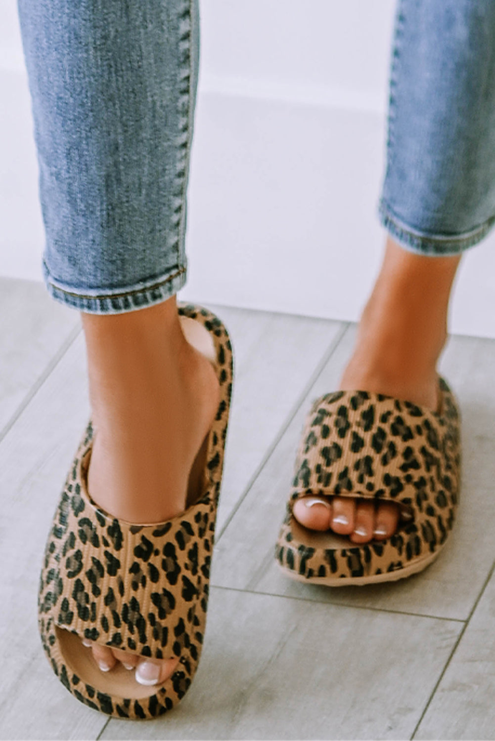 Leopard Luxe Ribbed Sole Comfort Slippers