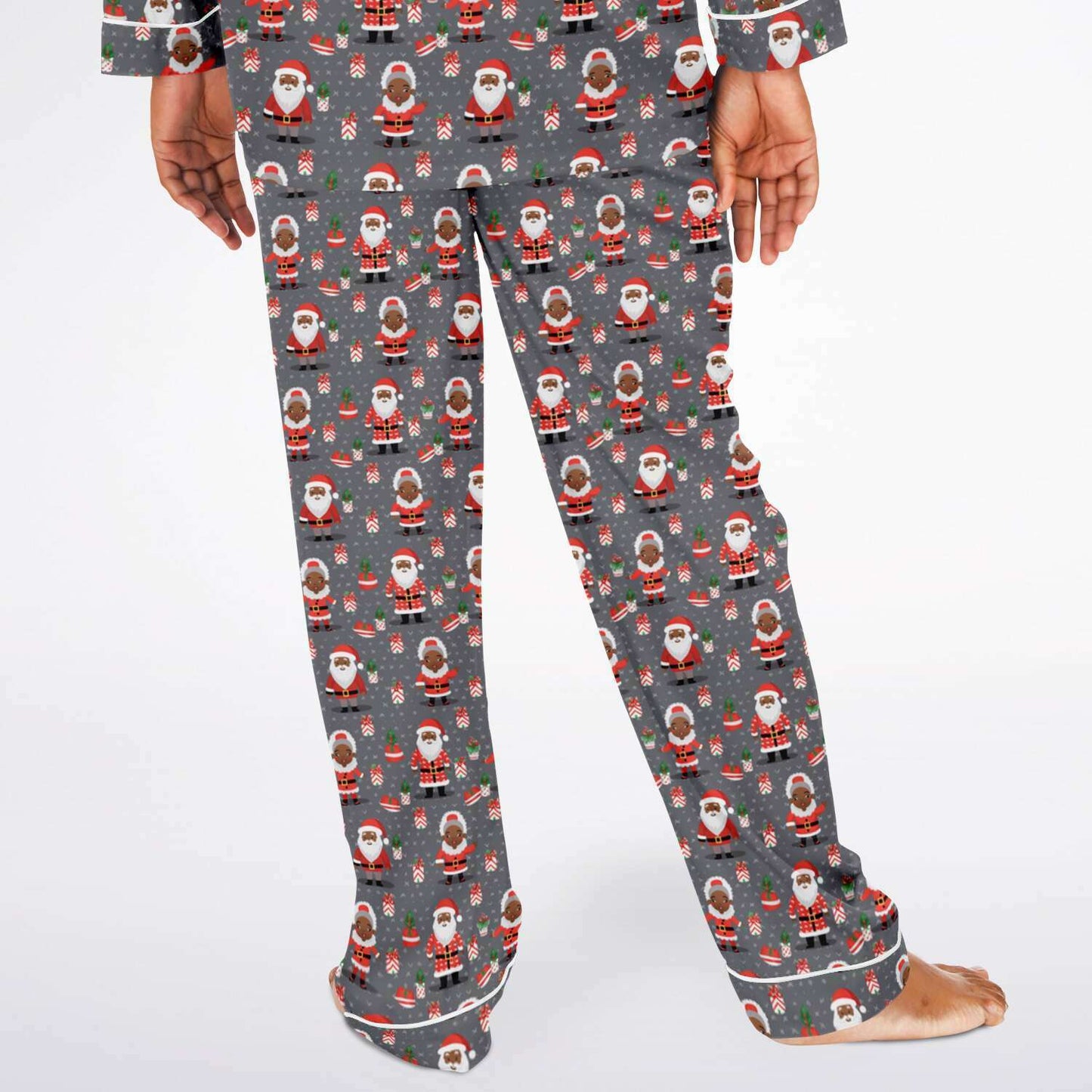 Black Santa & Mrs Claus Mens Big and Tall Satin Pajama Set | Christmas Couples Pajama Set | Black Culture Christmas Pajamas - Free Shipping