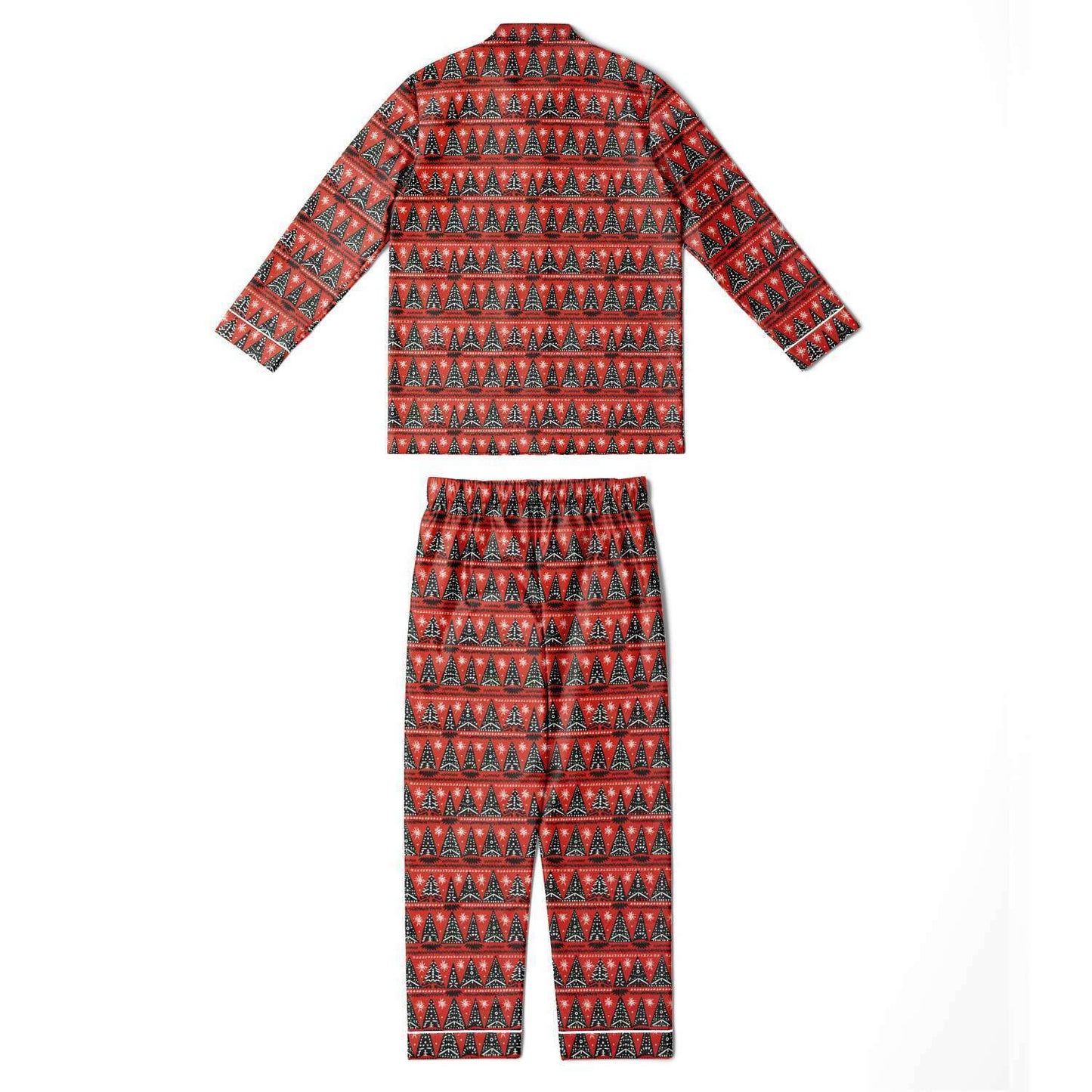 Men's African Print Christmas Tree Satin Pajama Set | African Print Luxury Sleepwear |  Holiday Men's Pajama Set - Ships Free