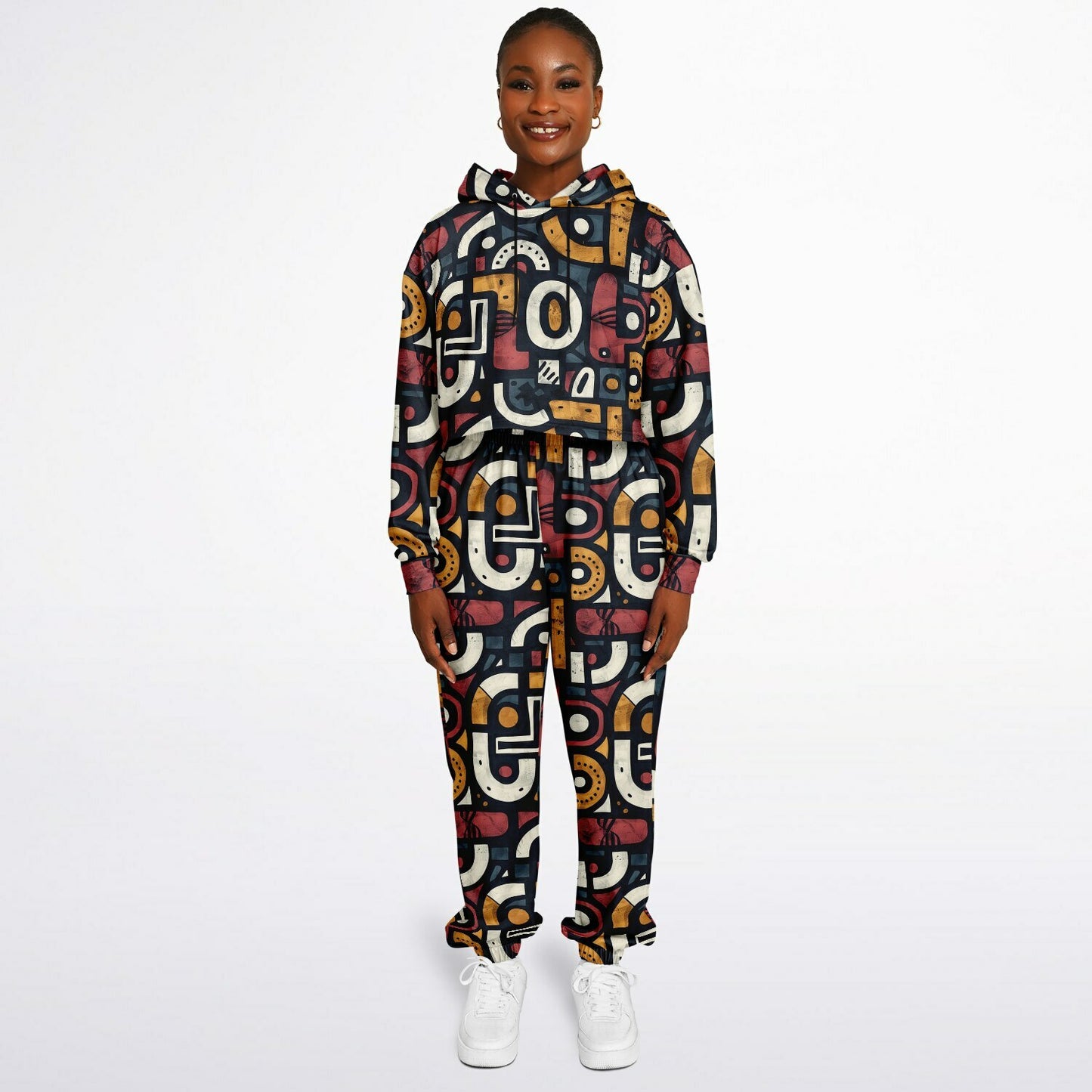 Women's Afropunk Urban Graffiti Art Jogger Set,  Ethnic Athletic Dance Set