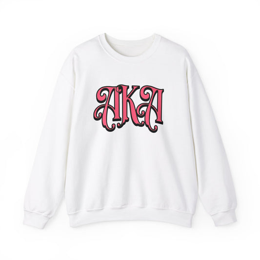 AKA Pink Floral Sweatshirt - Cozy Unisex Heavy Blend Crewneck for Sorority Sisters