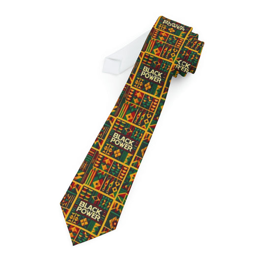 Black Power Black History Month African Kente Cloth Print Men's Tie