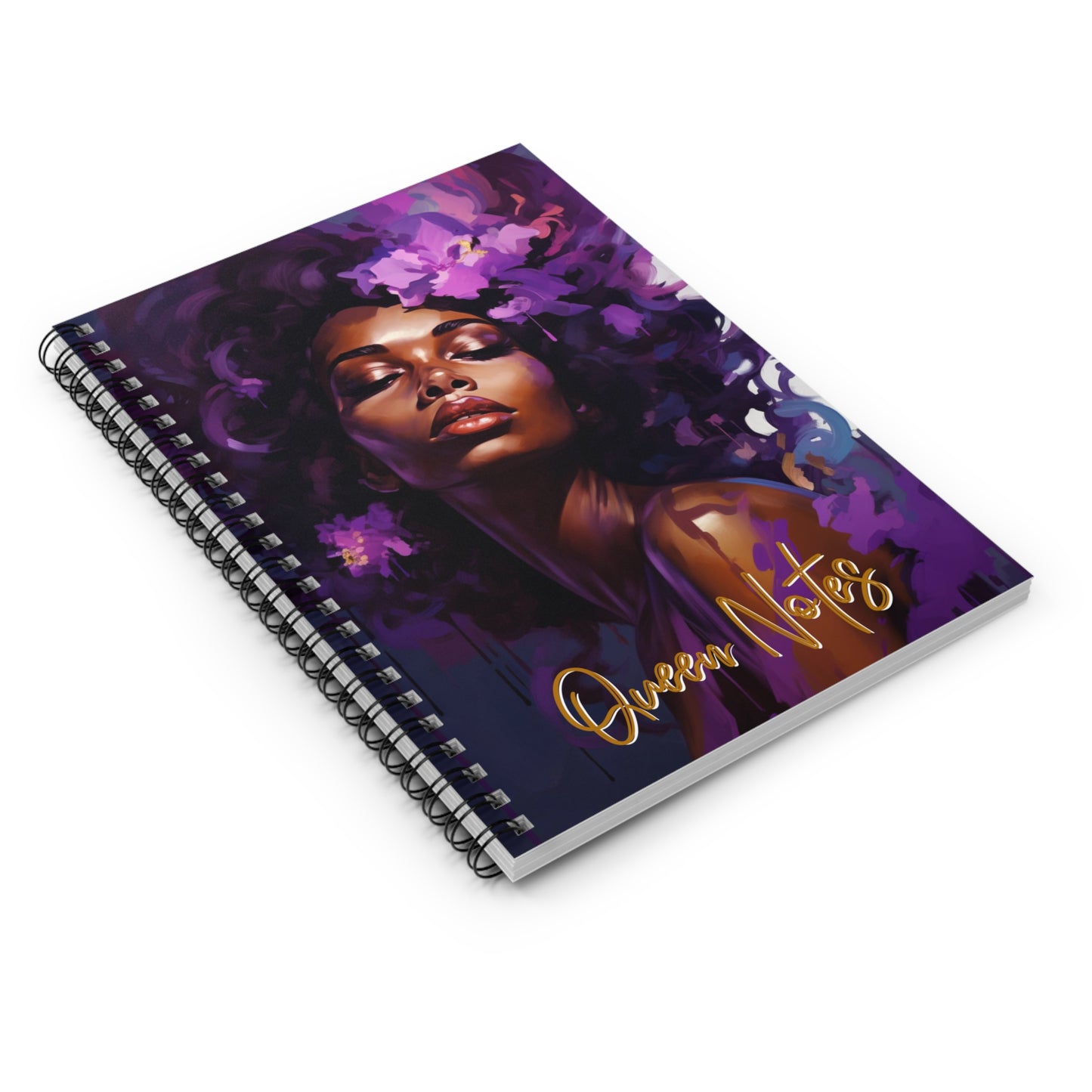 African Woman Art Queen Inspired Notebook , Art Nouveau Purple Notebook