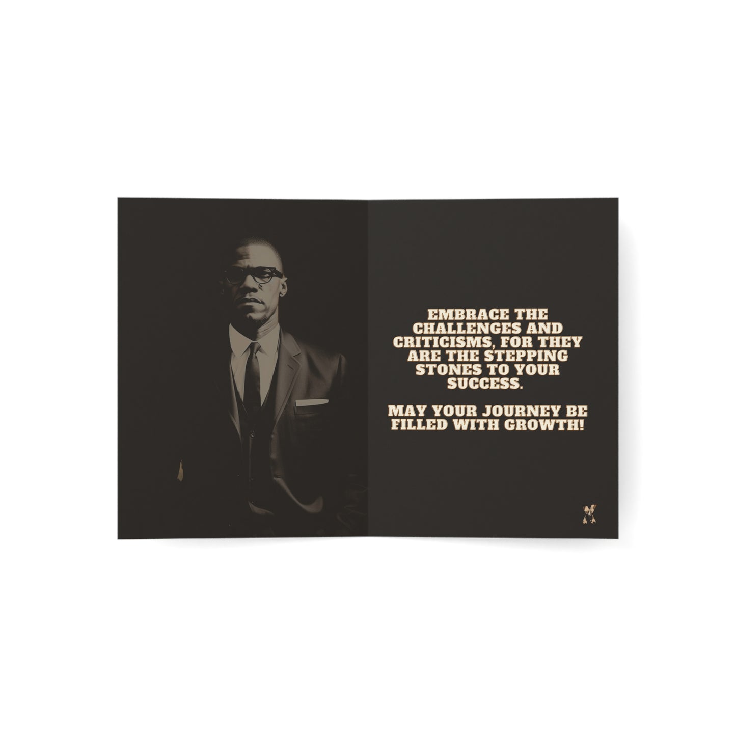 Malcolm X Inspirational Quote Card,  Unique Empowerment & Motivational Greeting Card, Positive Affirmation Greeting Card