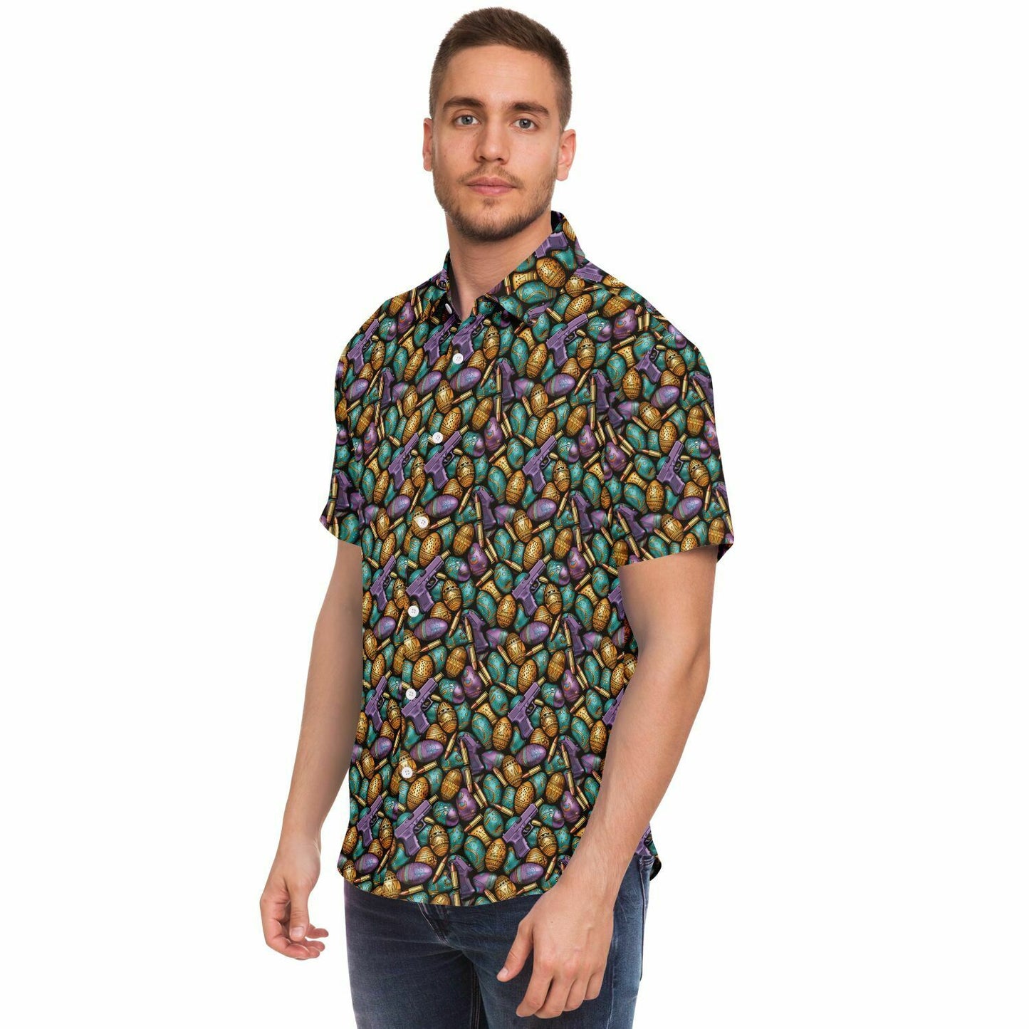 Safari Resurgence: Easter Armament Edition Men's Tactical Button-Down Shirt