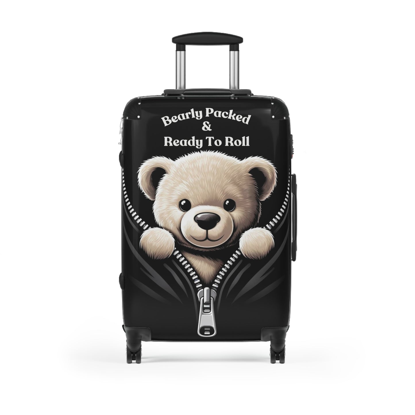 Bearly Packed & Ready To Roll" Cute Bear-Themed Rolling Luggage – Perfect for Kids and Travel Enthusiasts,