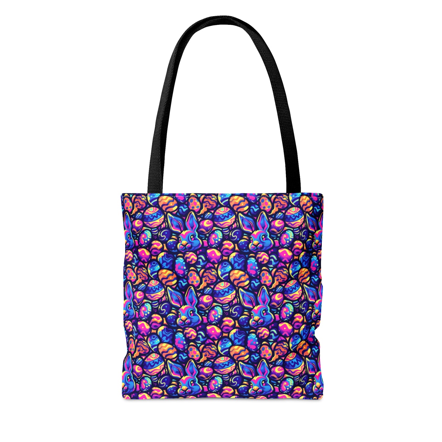 Easter Bunny & Egg Pattern Custom Tote Bag - Durable Polyester with Colorful Print