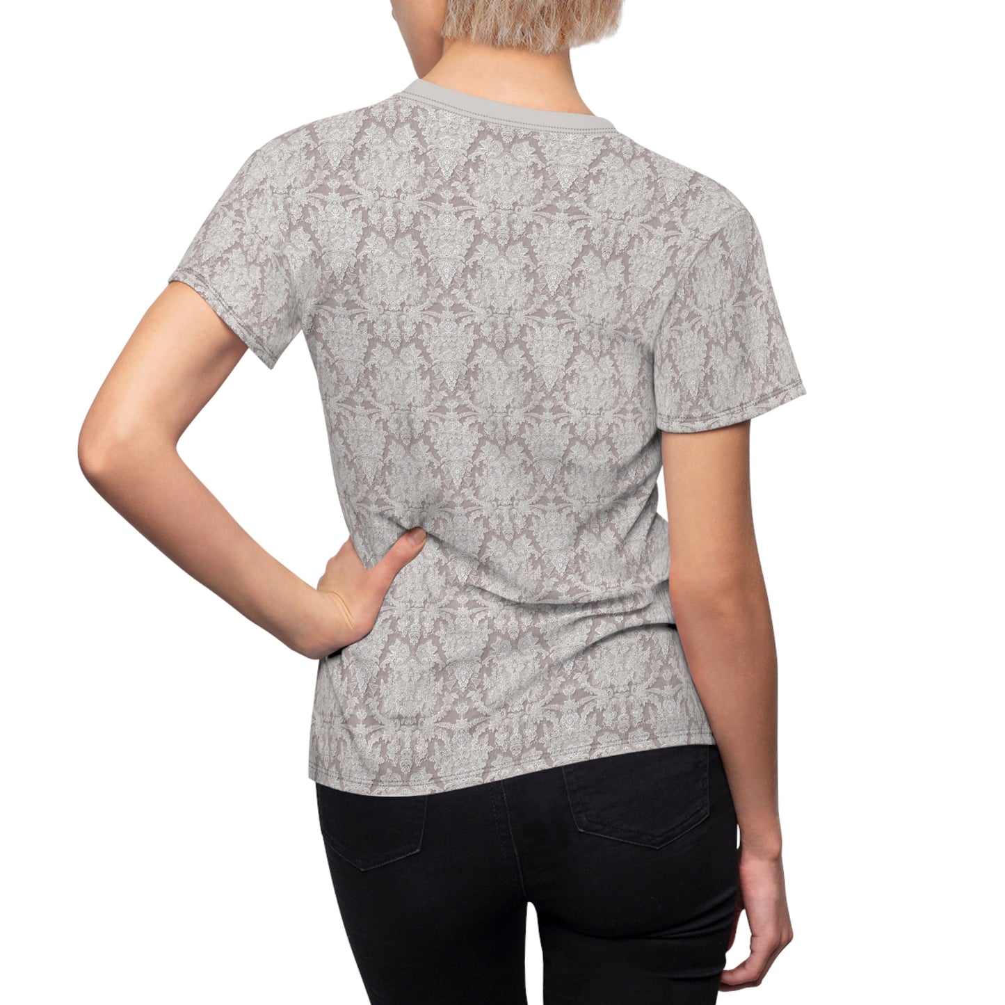 Elegant Bridal Lace-Inspired GeoPop Mosaic Women's T-Shirt – Modern Artistic Print