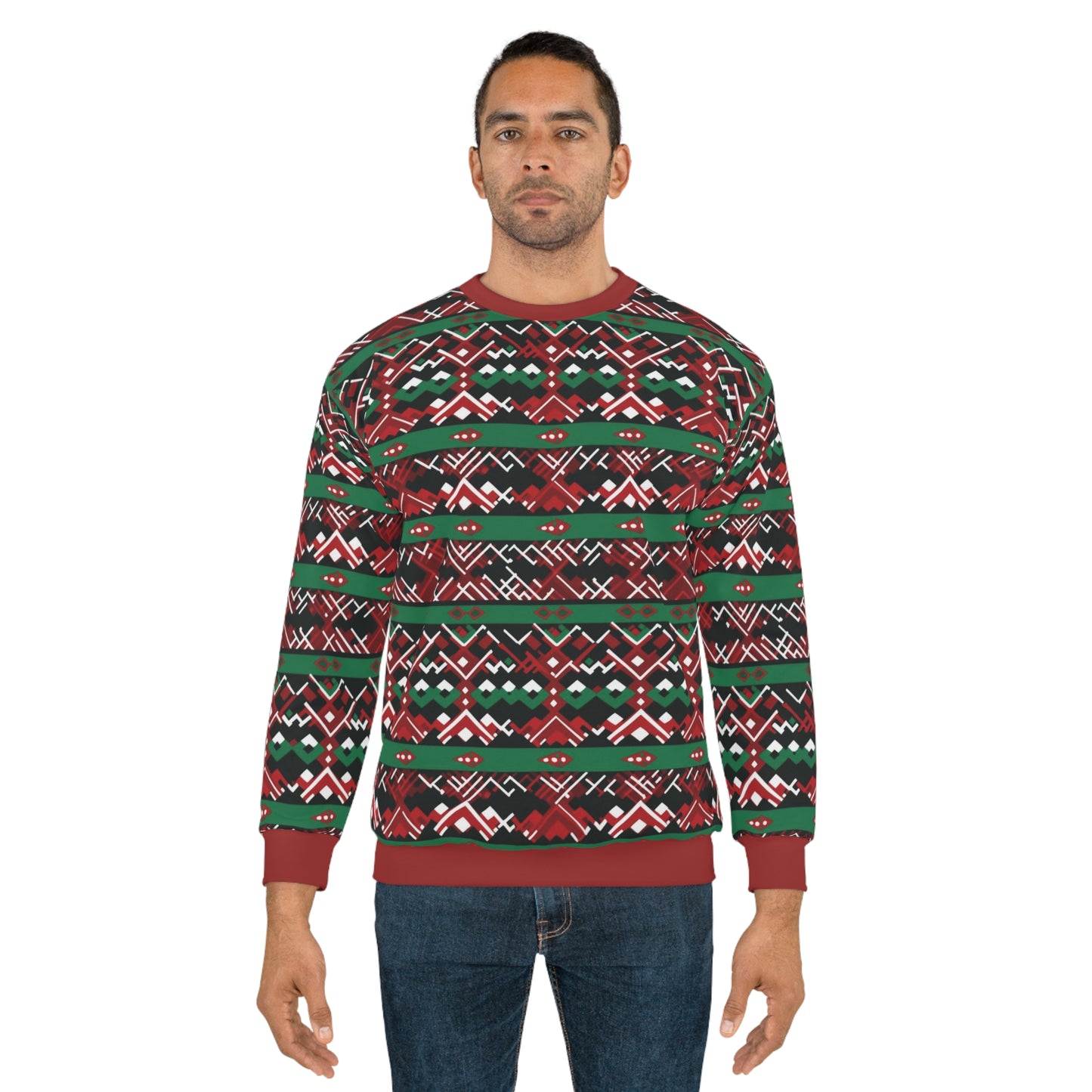 Christmas African MudCloth Unisex Sweatshirt, Holiday African Print Apparel