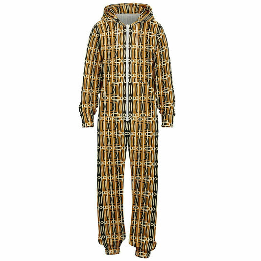 Brown and Cream African Mud Cloth Print Unisex Adult Jumpsuit | Adult African Print  Onesie | Plus Size Jumpsuit