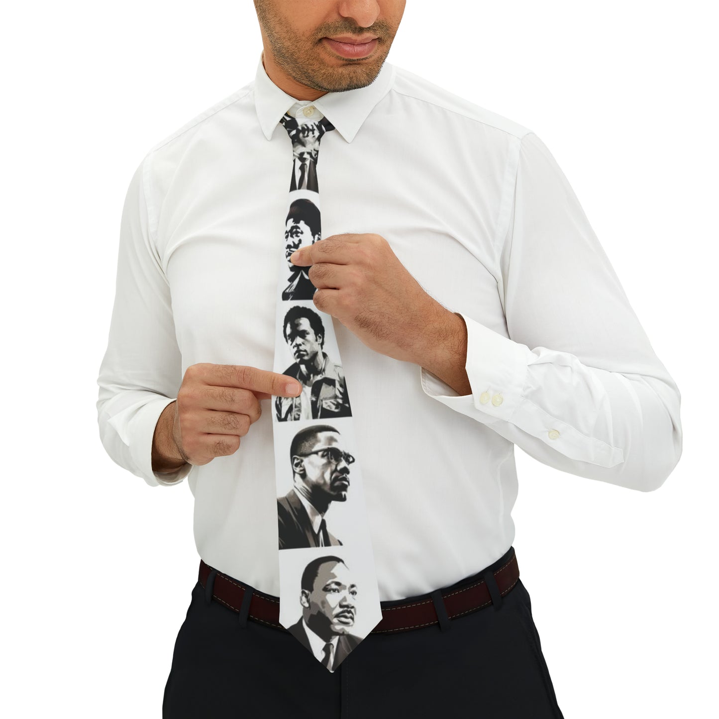 Black History Civil Rights Icon Tie, Martin, Robert, Huey, MalcolmPrint Mens Tie