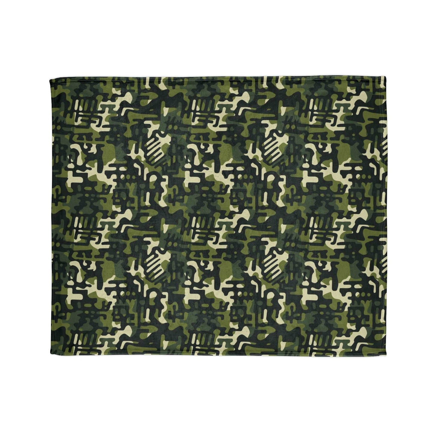 African MudCloth Meets Camouflage Throw Cover,  Green Camouflage African Print Bedroom Decor