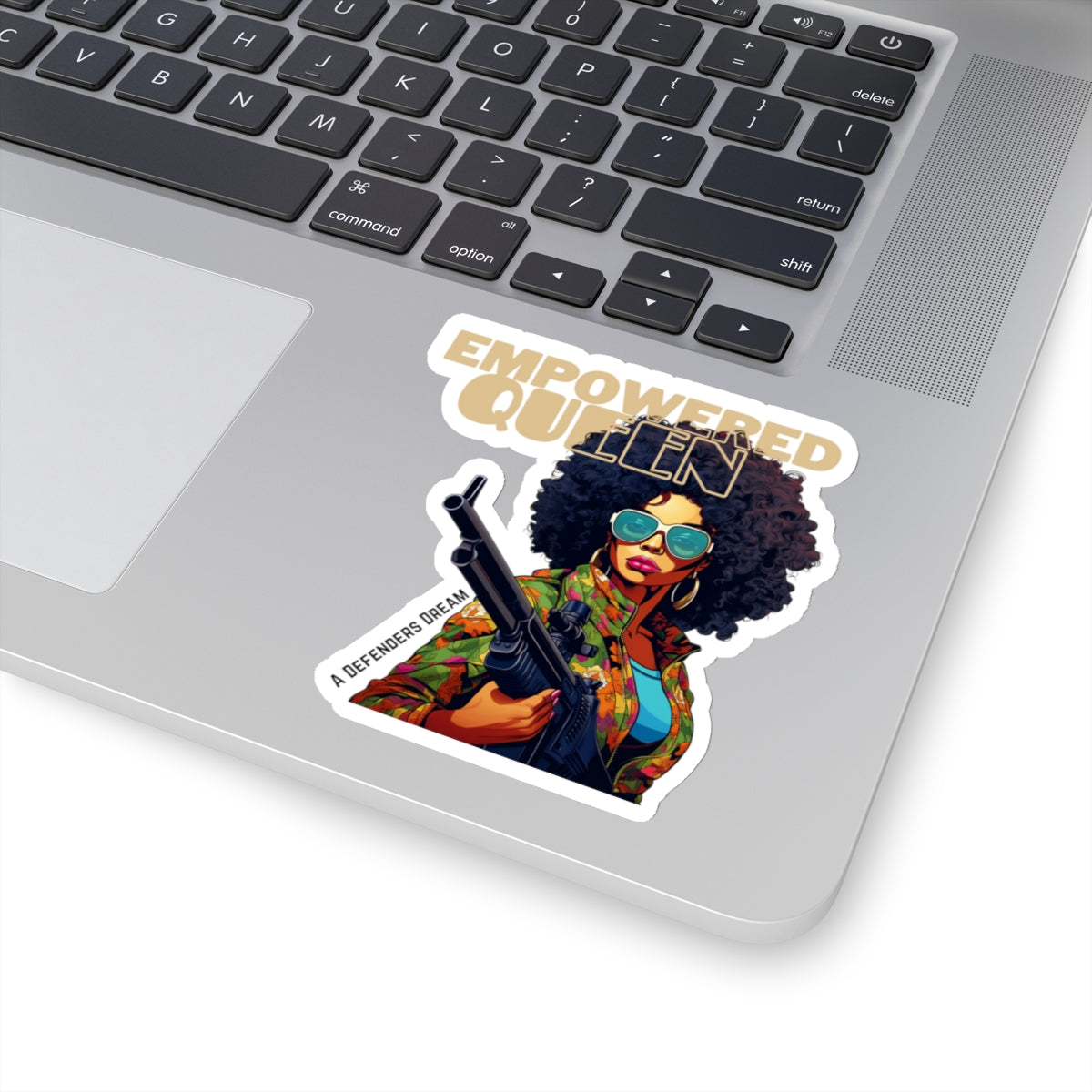 Empowered Black Queen Vinyl Sticker - Bold Pro-2A, Feminist Decor, Self-Defense Advocacy, Glossy Finish, Indoor Use