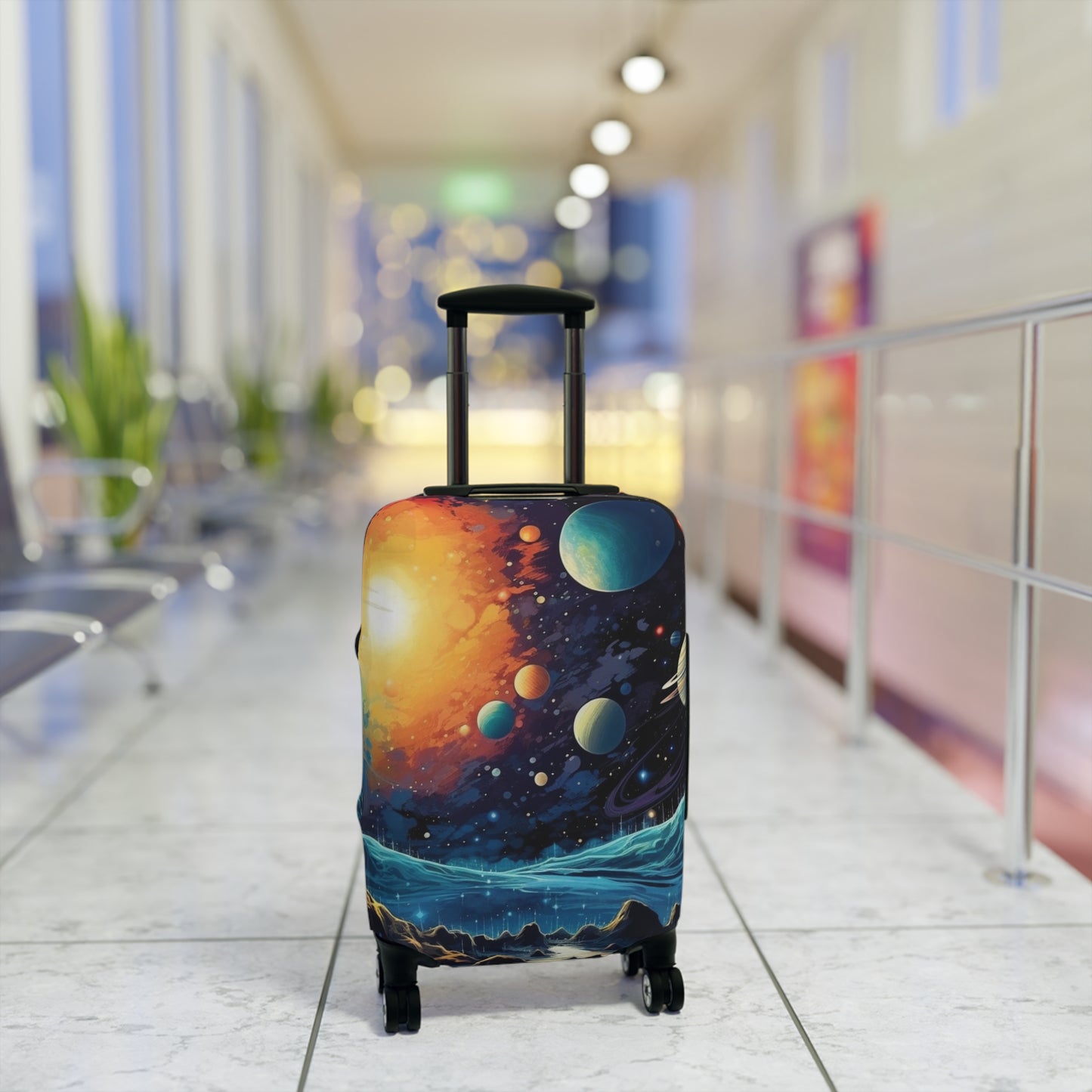 Cosmic Adventure Luggage Cover - Space Exploration Suitcase Protector - Galactic Travel Accessory