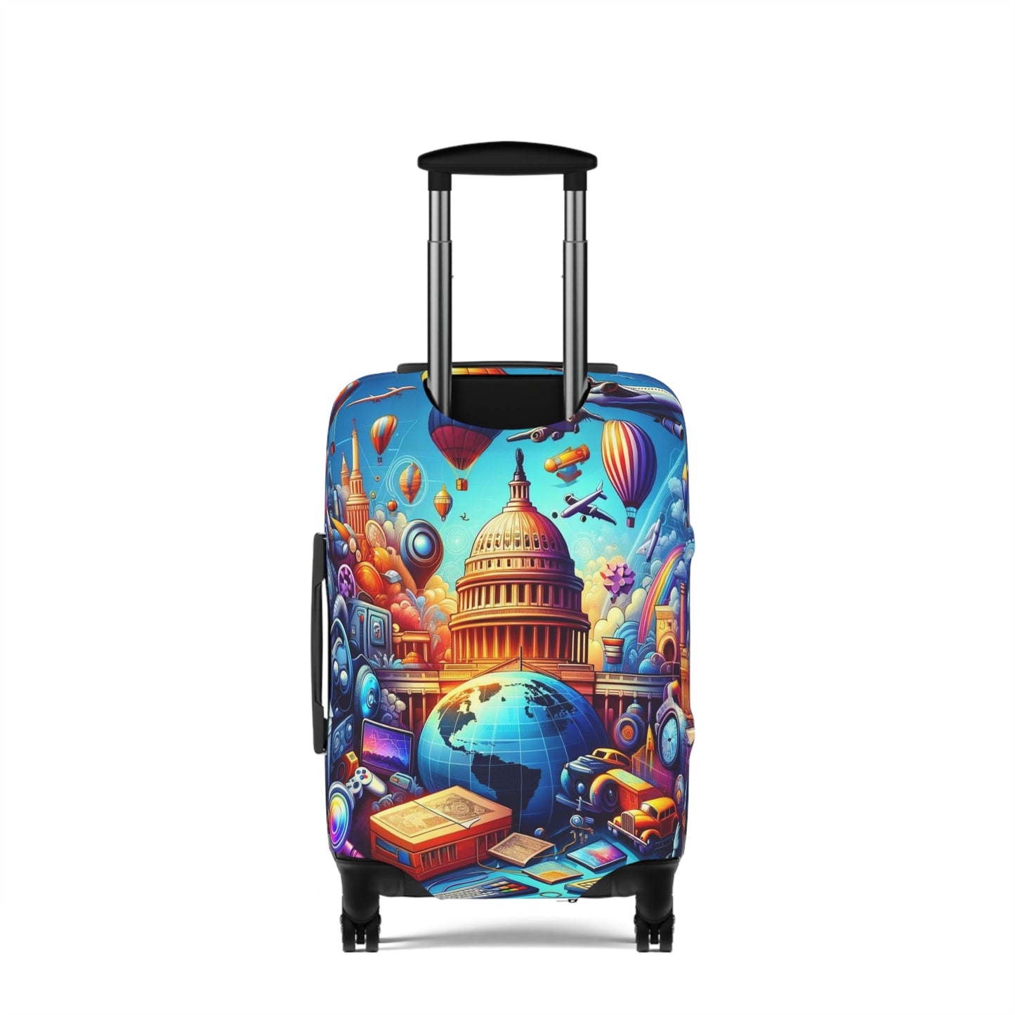 Traveling Bruh Moment Luggage Cover, Black Boy Joy Suitcase Protector