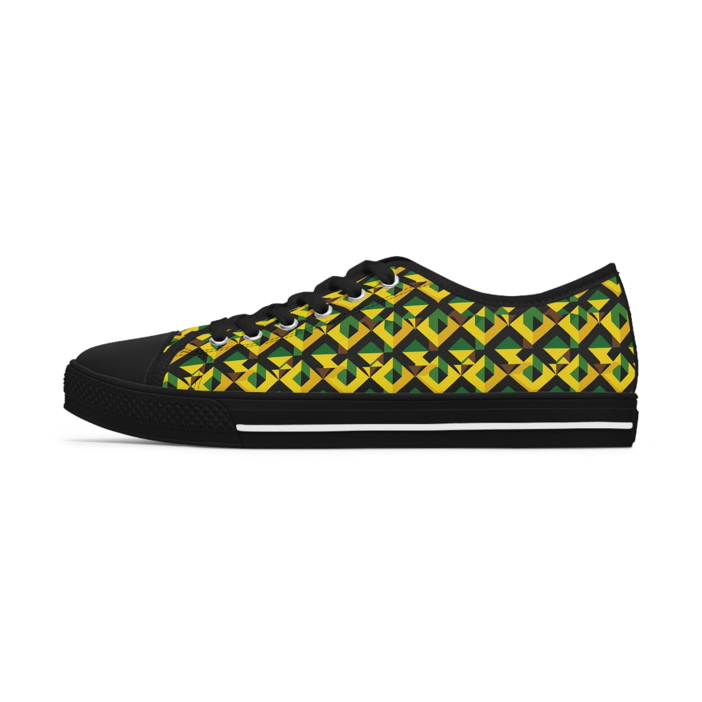 Jamaican Rhythm Women's Low Top Shoes, Jamaican Flag Sneakers, Caribbean Inspired Footwear