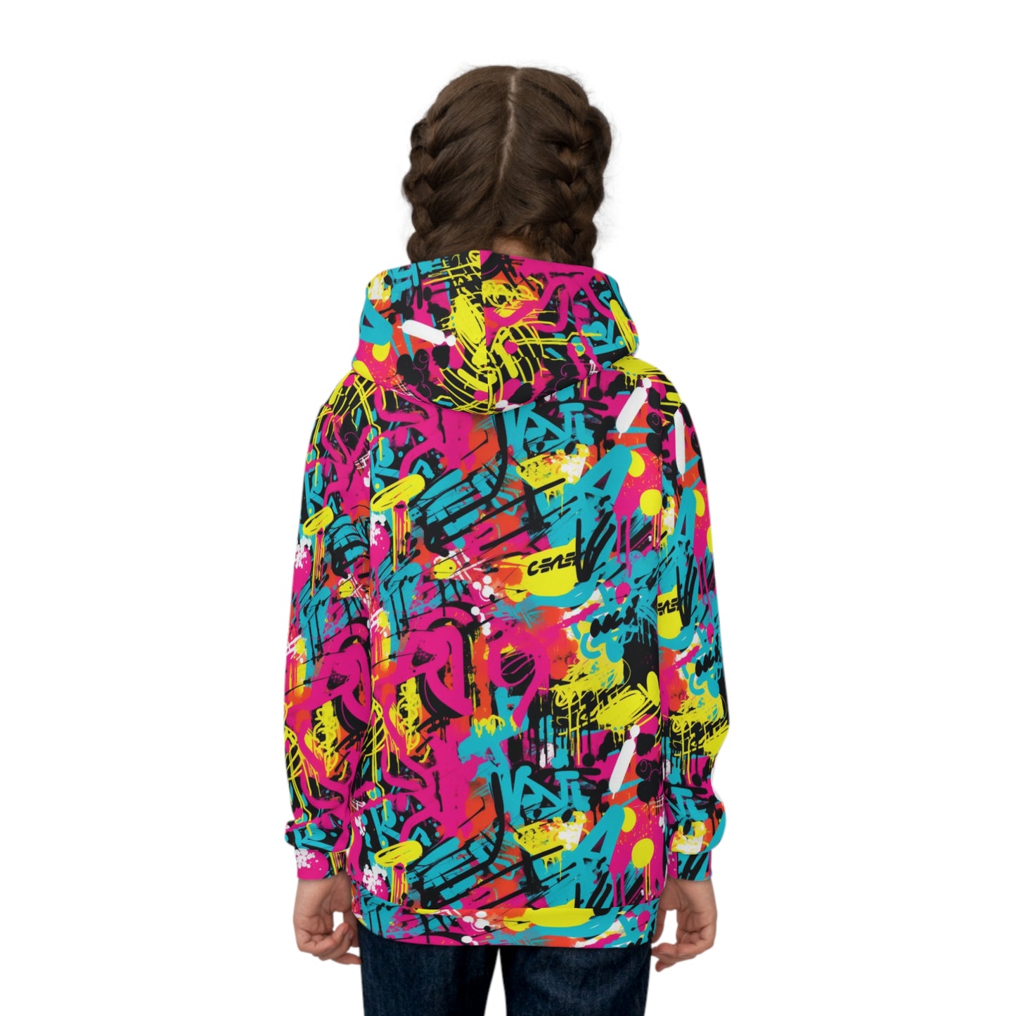 Spray Paint Graffiti Style Children's Hoodie, Expressive Urban Fashion For Kids