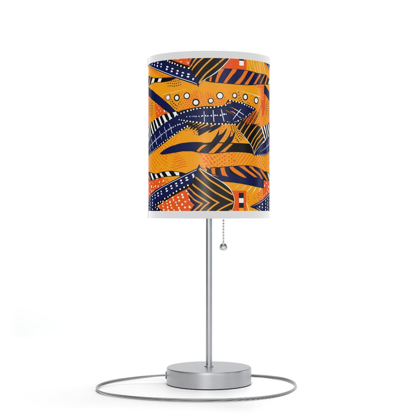 African Kente Print Table Lamp, Multicolor Mudcloth Design Lighting