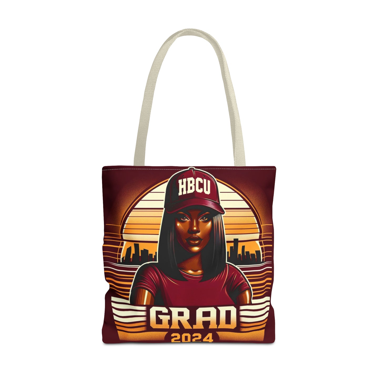 HBCU Grad Pride 2024 Grad Theme Polyester Tote Bag, Class of 2024 Afrocentric Carryall Bag